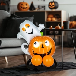 Decoración de Halloween con globos en forma de calabaza
