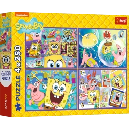 Puzle 4x250 El mundo loco de Bob Esponja