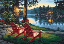 Norimpex pintura con diamantes Asiento junto al lago 30 × 40 cm