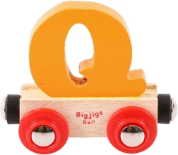Vagón de madera Bigjigs Rail con la letra Q