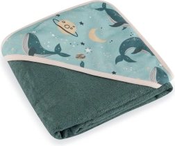 PETITE&MARS toalla de bambú con capucha Loulou Whale Song 100 × 100 cm
