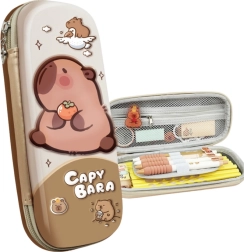 Estuche escolar con capibara beige
