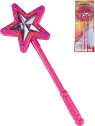 Varita mágica con estrella rosa para princesas, con luz y sonido