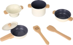 Juego de vajilla metálica infantil de 7 piezas, acabado blanco