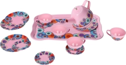 Juego de té infantil rosa de 15 piezas