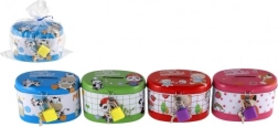 Hucha infantil ovalada de metal con candado