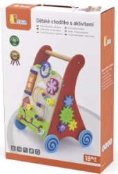 Andador de madera y panel de actividades para niños pequeños Viga, rojo