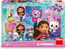 Puzle infantil La casa de muñecas mágica de Gabi: Celebración 3x55 piezas