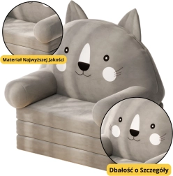 Sillón infantil plegable Gato Gris de 3 niveles