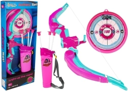 Arco infantil con diana y 3 flechas con ventosas – rosa, efectos de luz