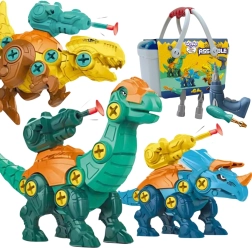 WOOPIE dinosaurios para ensamblar 3 uds en maletín con taladro y destornillador