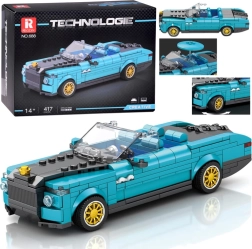Kit de construcción Technic – descapotable retro azul con ruedas doradas, 417 piezas