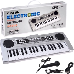 Mini teclas 37 teclas con micrófono para cantar – plateadas