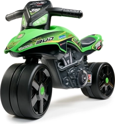 Moto correpasillos FALK Racing verde con ruedas anchas