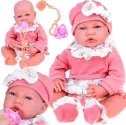 Bebé interactivo 45 cm – cuerpo blandito y conjunto rosa con chupete