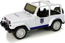 Coche de policía todoterreno blanco con efectos y mecanismo de cuerda (pull-back)