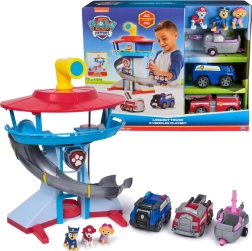 Torre de rescate de PAW Patrol con luces y sonidos con vehículos y figuras