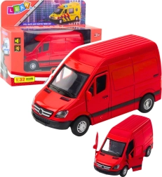 Furgoneta metálica roja 1:32 con luces y sonidos