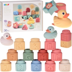 Bloques de silicona pastel suaves con patitos, set de 30 piezas