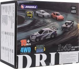 Coche teledirigido de drift a escala 1:43, naranja, con accesorios