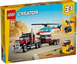 LEGO® Creator 3 en 1 31146 Camión de plataforma con helicóptero