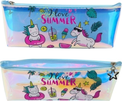 Estuche holográfico para niña con motivo de unicornio para el verano