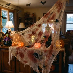 Decoración textil de Halloween roja y blanca 91 x 76 cm