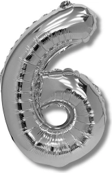 Globo de foil con número 6 plateado 40 cm