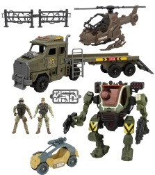 Set de mecha robótico con camión tractor y helicóptero de 60 cm con efectos de luz y sonido