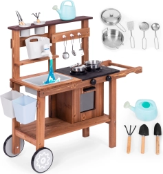 Cocina de barro exterior para niños de madera de abeto ECOTOYS con accesorios