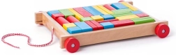 Carrito de madera con bloques de colores para tirar