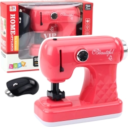 Máquina de coser infantil con ratón, luminosa, rosa