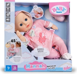 Baby Born Hannah – ven a jugar, muñeca de 36 cm con biberón y chupete
