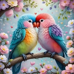 Mosaico de diamantes - Pájaros coloridos
