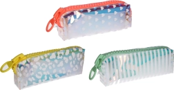 Estuche transparente tipo funda 21 × 4,5 × 7 cm – mix de colores