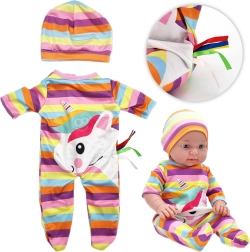 Woopie set real de ropa para muñeca unicornio – body y gorrito 43–46 cm