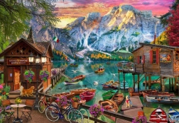 Puzzle Lago di Braies, Italia 1000 piezas