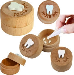 Caja de madera para dientes de leche con grabado
