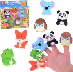 Títeres de dedo de goma ZOO - set de 5 figuras