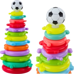 Pirámide educativa apilable con pelota y pegatinas – 13 niveles