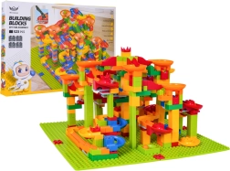 Juego de construcción colorido: pista de canicas de 523 piezas