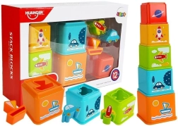 Vasos apilables con imágenes de vehículos y clasificador para bebés