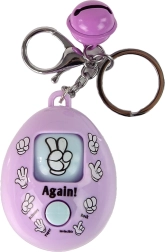 Llavero morado con juego piedra, papel o tijeras