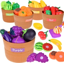 Juego infantil para cortar frutas y verduras con velcro y aprender colores, 34 piezas