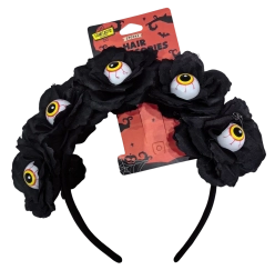 Diadema de Halloween con rosas negras y globos oculares