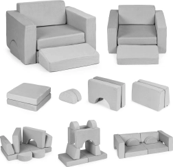 Sillón infantil modular con 8 cojines ECOTOYS – gris