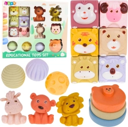 Set de bloques sensoriales blandos con animalitos de goma ecológica, 18 uds