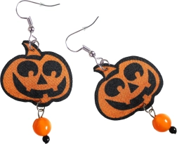 Pendientes de calabaza para Halloween con perlita naranja