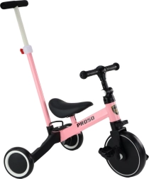Triciclo con manillar de empuje rosa