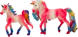 Figuras coleccionables de unicornio con potrillo rosa, 2 uds.